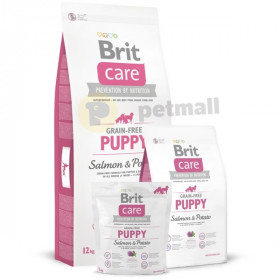 Супер премиум храна за подрастващи кученца Brit Care Dog Grain-free Puppy Salmon, Skin and Coat БЕЗ ЗЪРНЕНИ КУЛТУРИ, със сьомга, за здравословно развитие и подпомагане на имунитета 